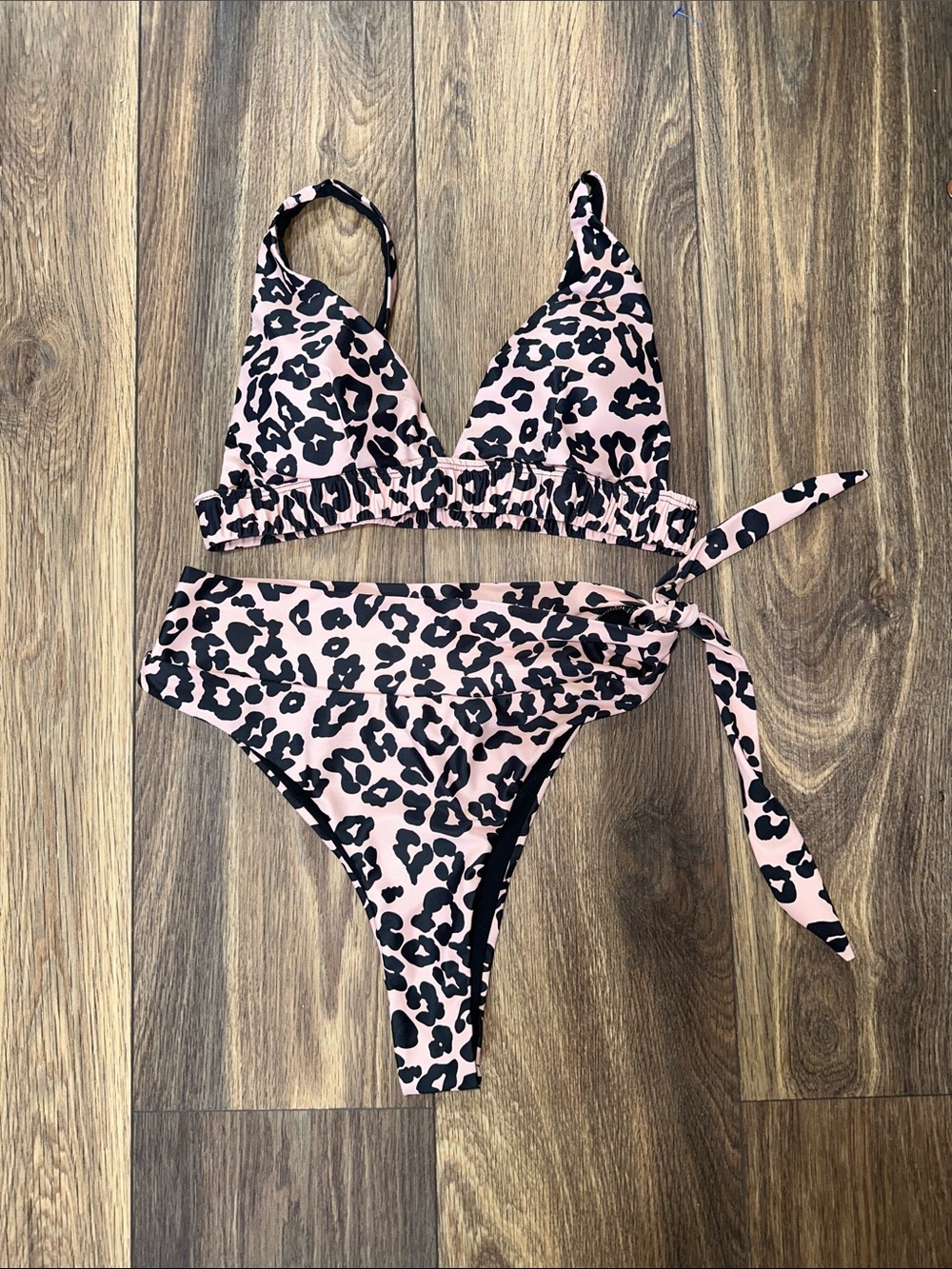 Nude Leopard Print Tie-Side Bikini Set